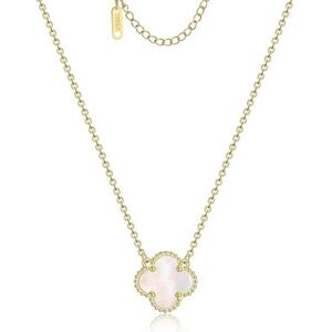 Clover Pendant White Necklace 18K Gold Plated